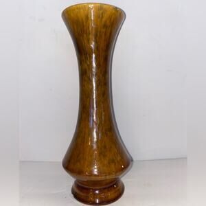 Vtg MCM Haeger Mottled Brown 9” vase MCM #233 Marked Old Chip on bottom